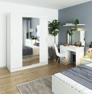 Armadio Scorrevole 150 cm con Specchio — Bianco