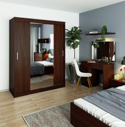 Armadio Scorrevole 150 cm con Specchio — Wenge