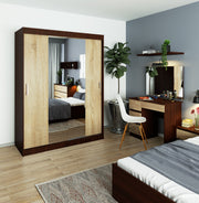 Armadio Scorrevole Sera 150 cm Specchio – Wenge/Sonoma