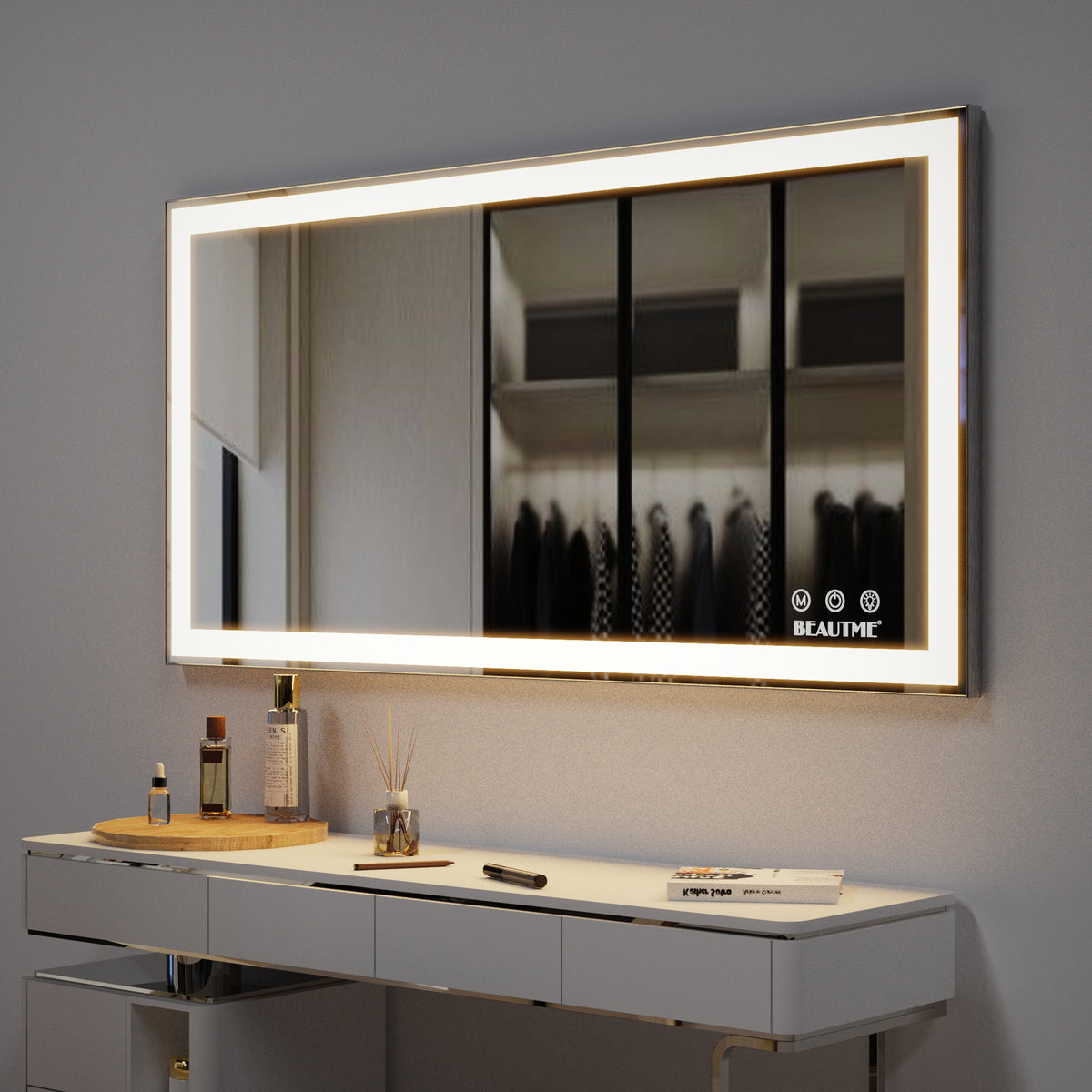 Specchio LED Bagno 122x61cm Antiappannamento