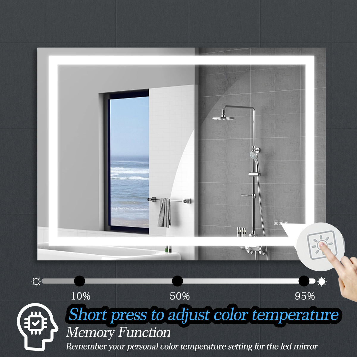 Specchio Bagno LED 122x91cm Anti-Appannamento