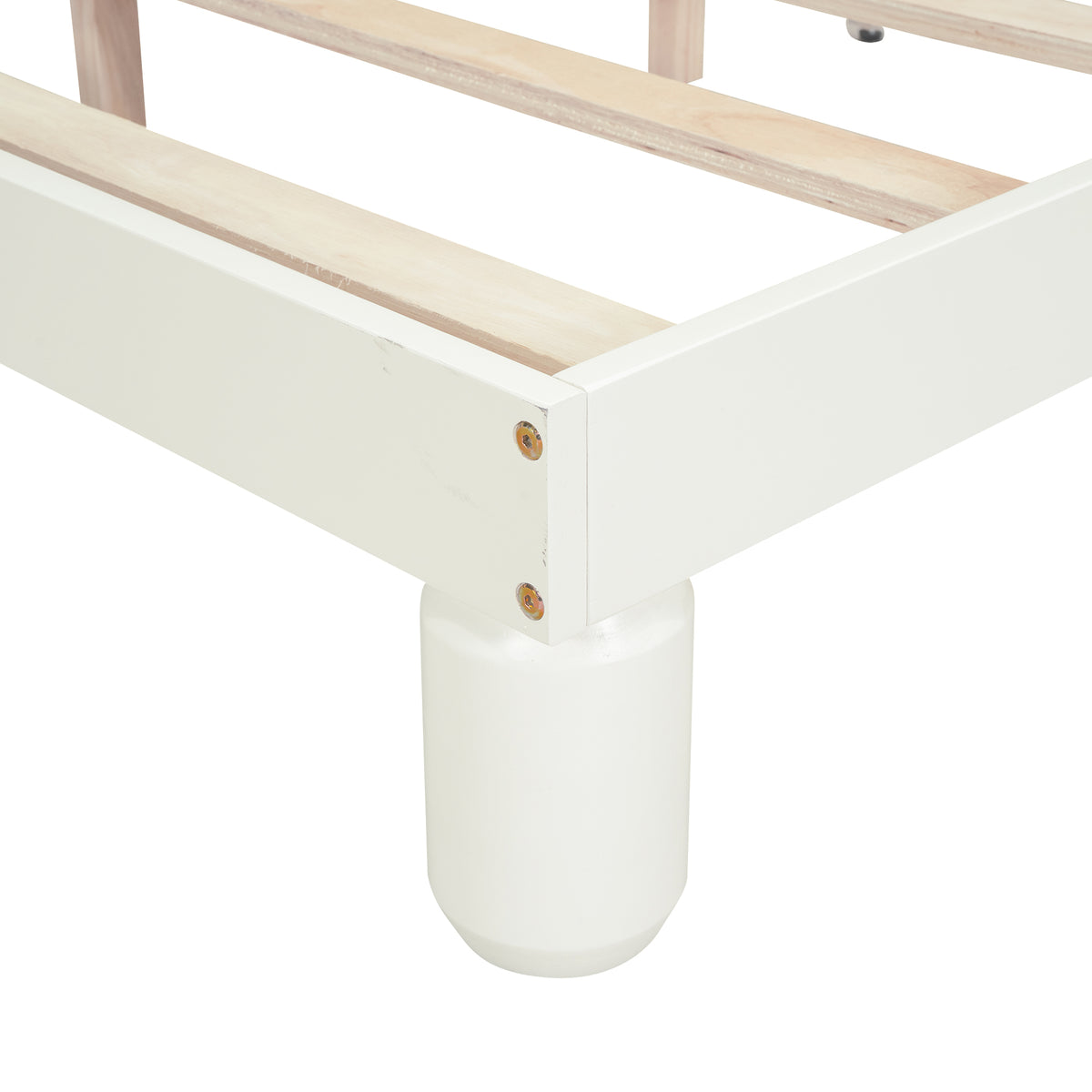 Letto Singolo in Legno con Testiera a Orecchie di Orso e LED - Bianco Crema