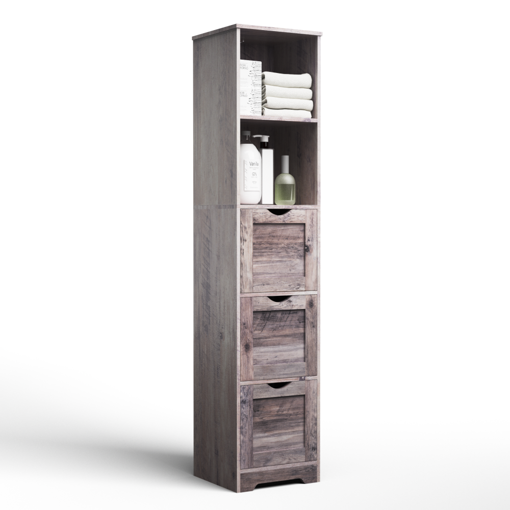 Mobile Bagno Alto 3 Cassetti 2 Mensole Grigio