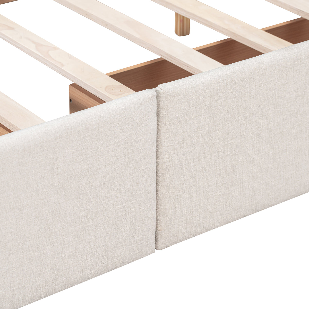Letto Queen Imbottito 4 Cassetti Beige