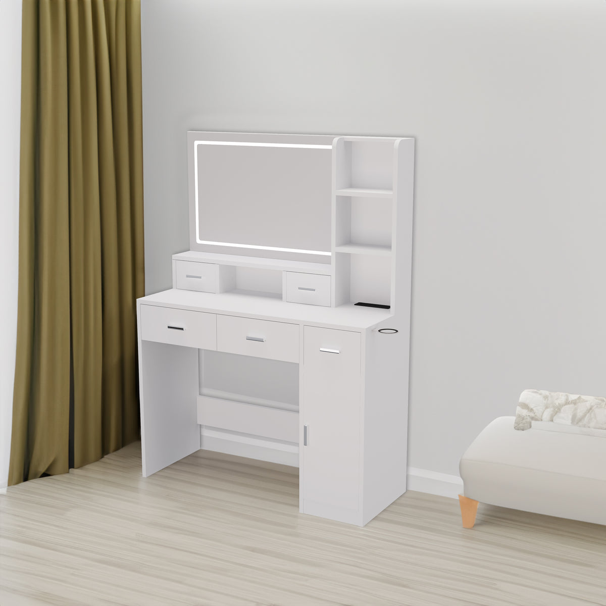 Toeletta Bianca con Specchio Smart LED