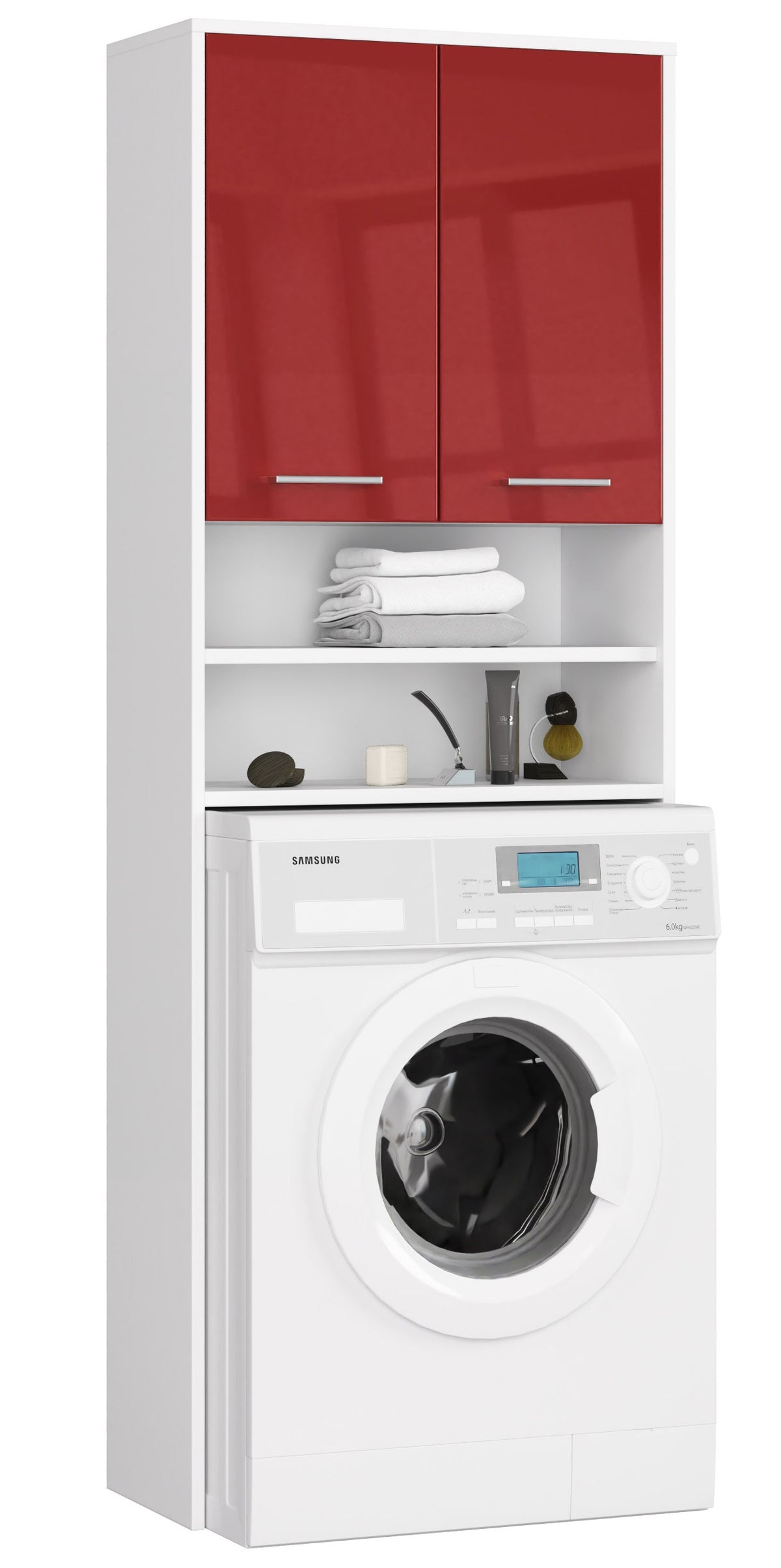 Colonna Bagno 4 Ripiani – Bianco/Rosso Lucido