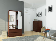 Armadio S 90 cm 2 Ante Specchio 2 Cassetti — Wenge