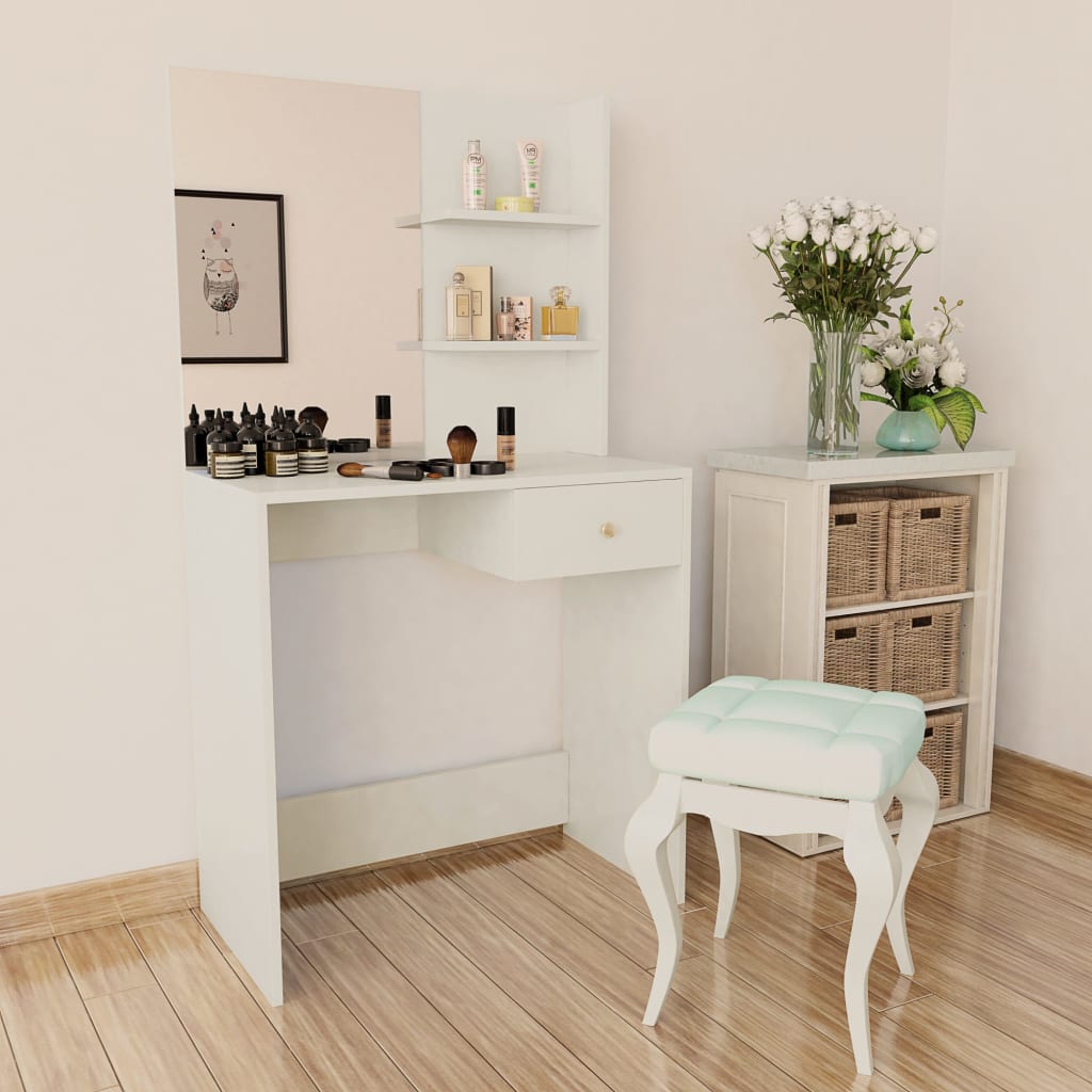 NNEVL Dressing Table Chipboard 75x40x141 cm White-0