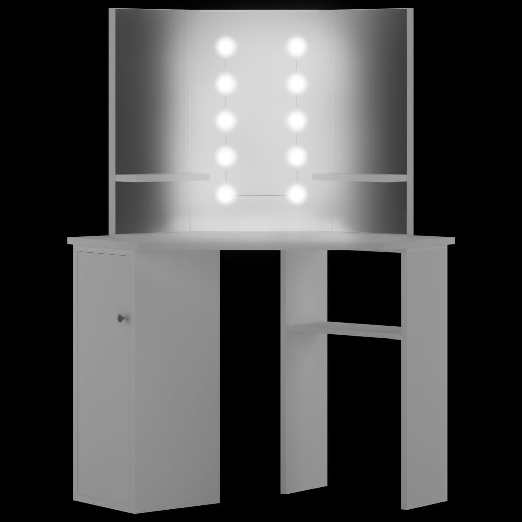 NNEVL Corner Dressing Table Make-up Table with LED Light White-4