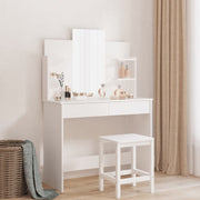 NNEVL Dressing Table with Mirror White 96x39x142 cm-0