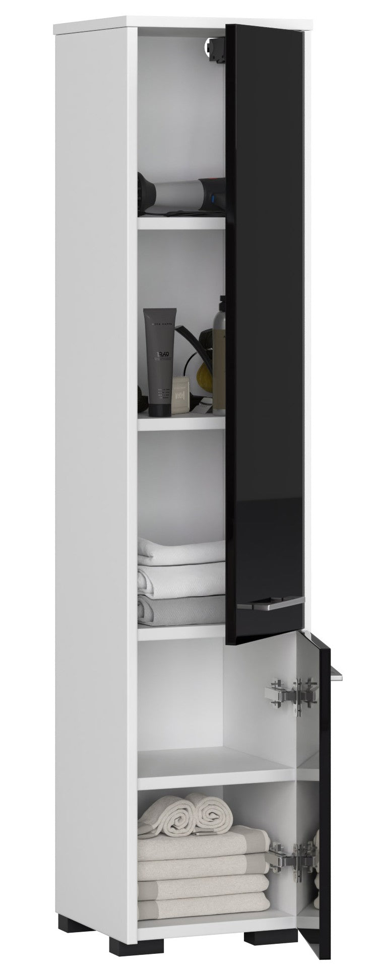 Colonna Bagno Aria 140 cm 2 Ante – Nero Lucido
