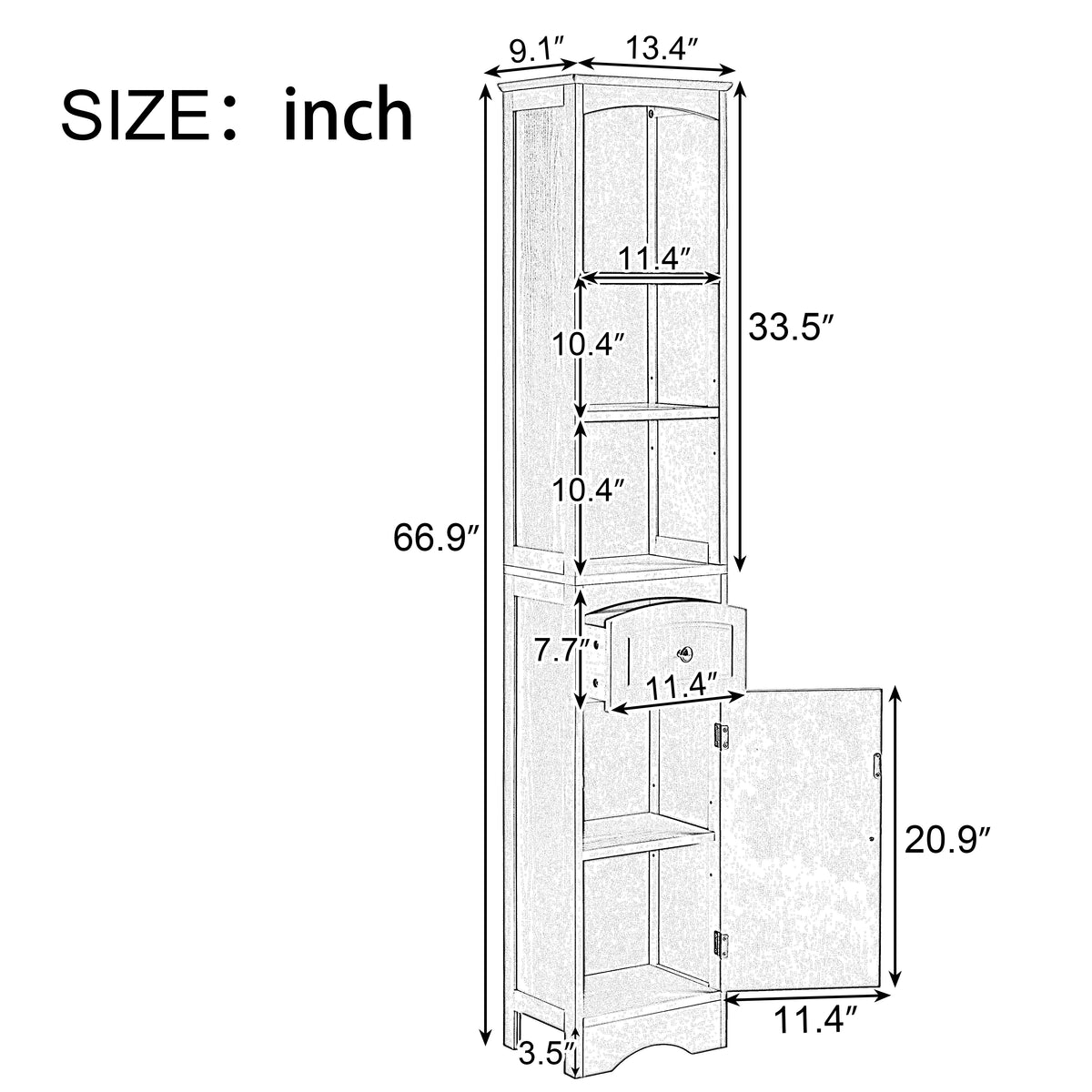 Mobile Bagno Stretto Alto Nero 170cm