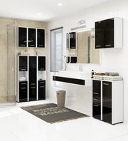 Colonna Bagno Aria 140 cm 2 Ante – Nero Lucido