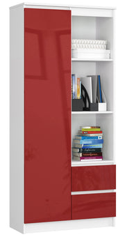 Libreria Nobile 80 cm – Bianco/Rosso Lucido