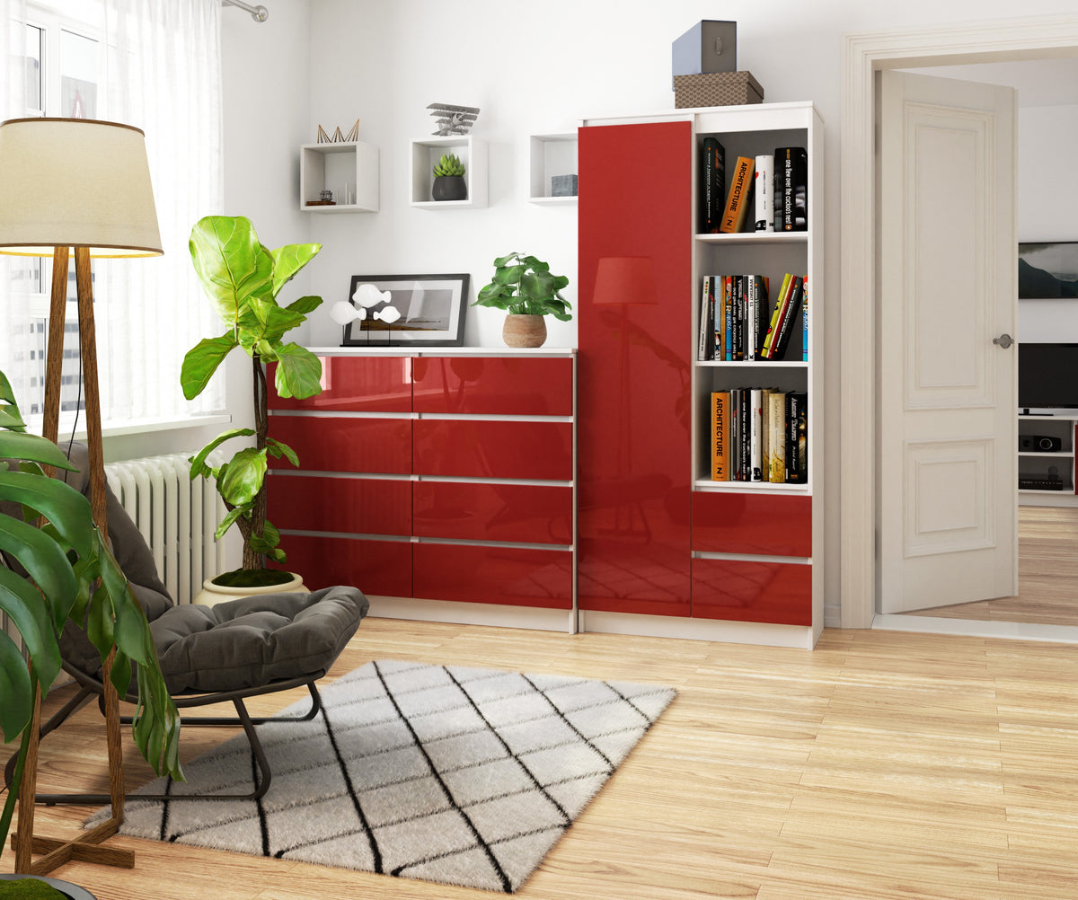 Libreria Nobile 80 cm – Bianco/Rosso Lucido