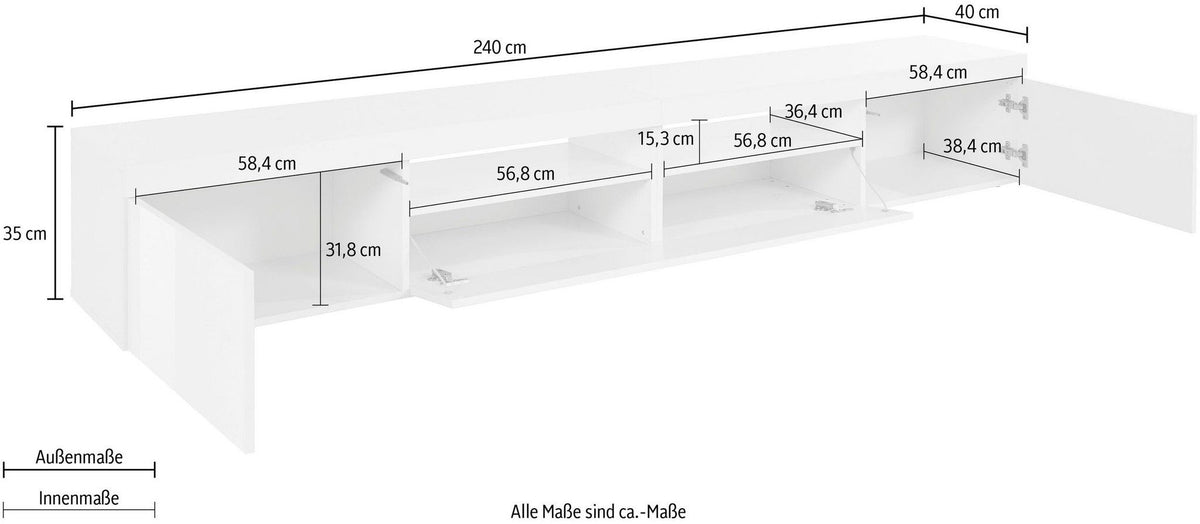 Porta TV ESSENTIAL 240 cm 3 ante a ribalta.