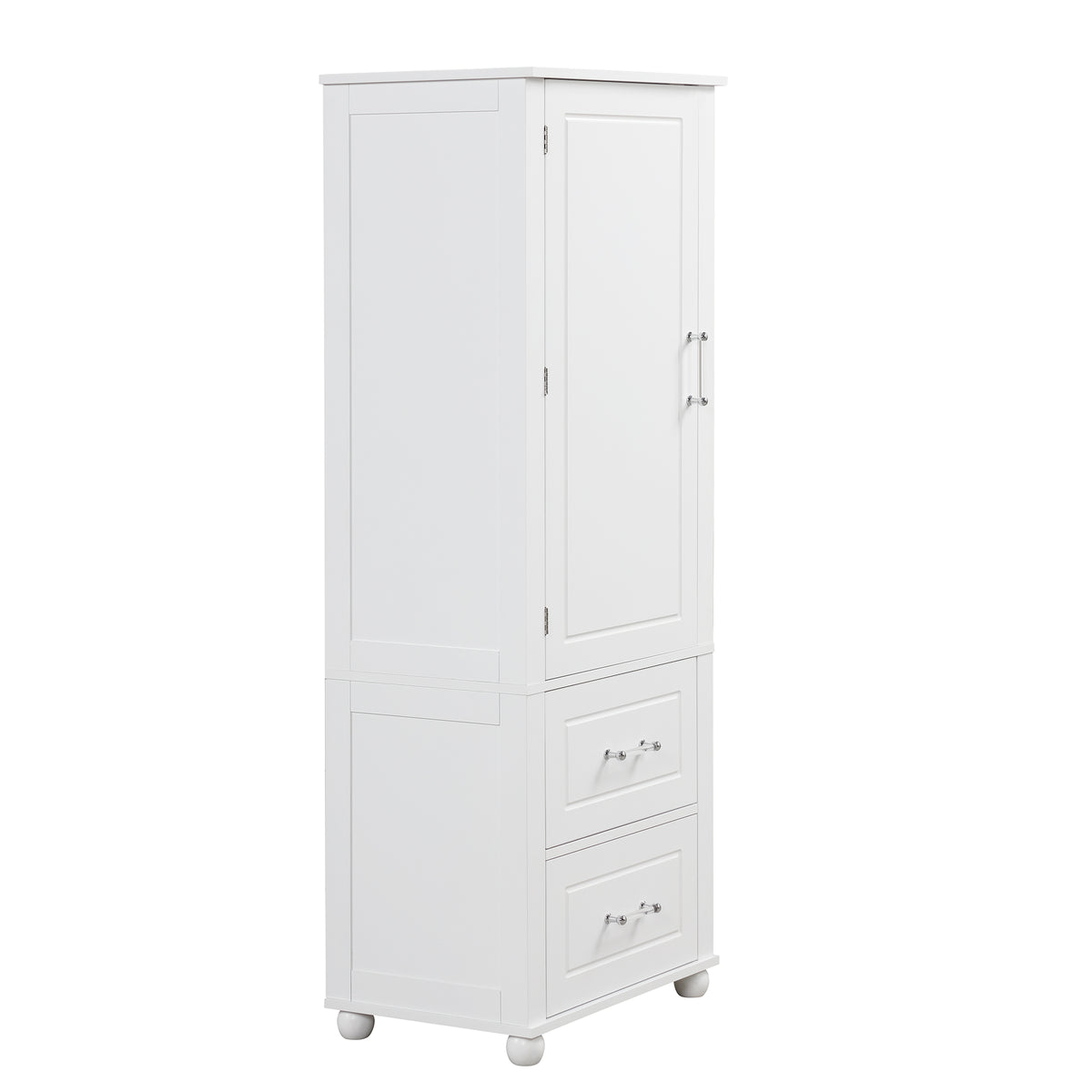 Armadietto Bagno Alto con Cassetti e Ripiano Regolabile
