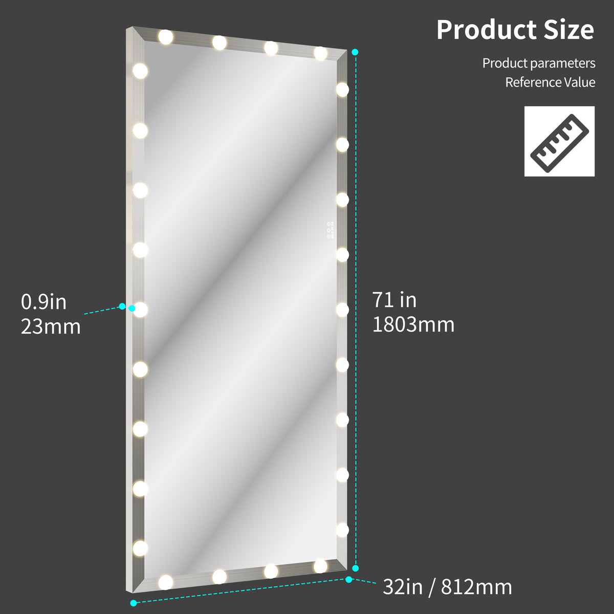 Specchio Hollywood 183x81cm con LED