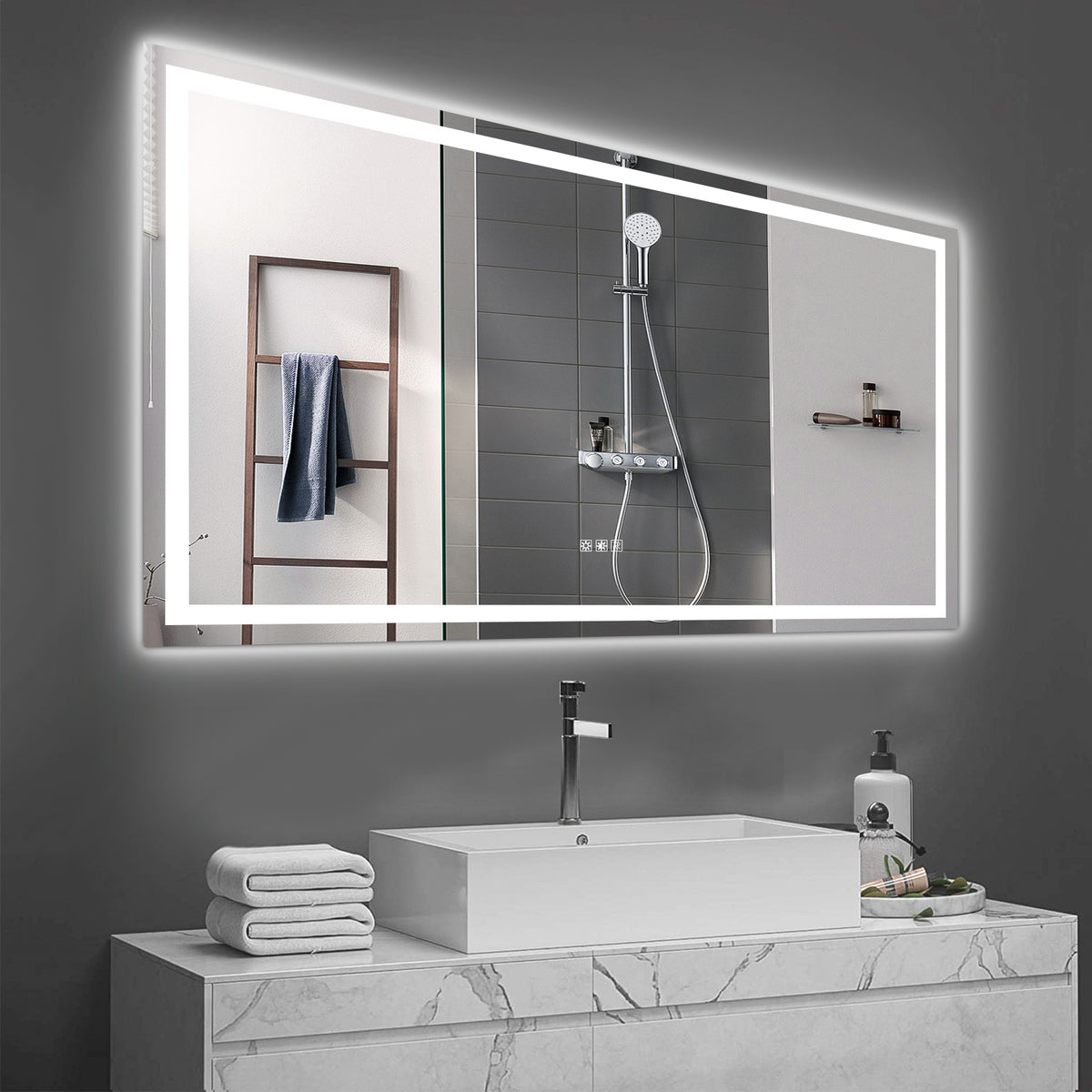 Specchio LED Bagno 183x91cm Antiappannamento Dimmer