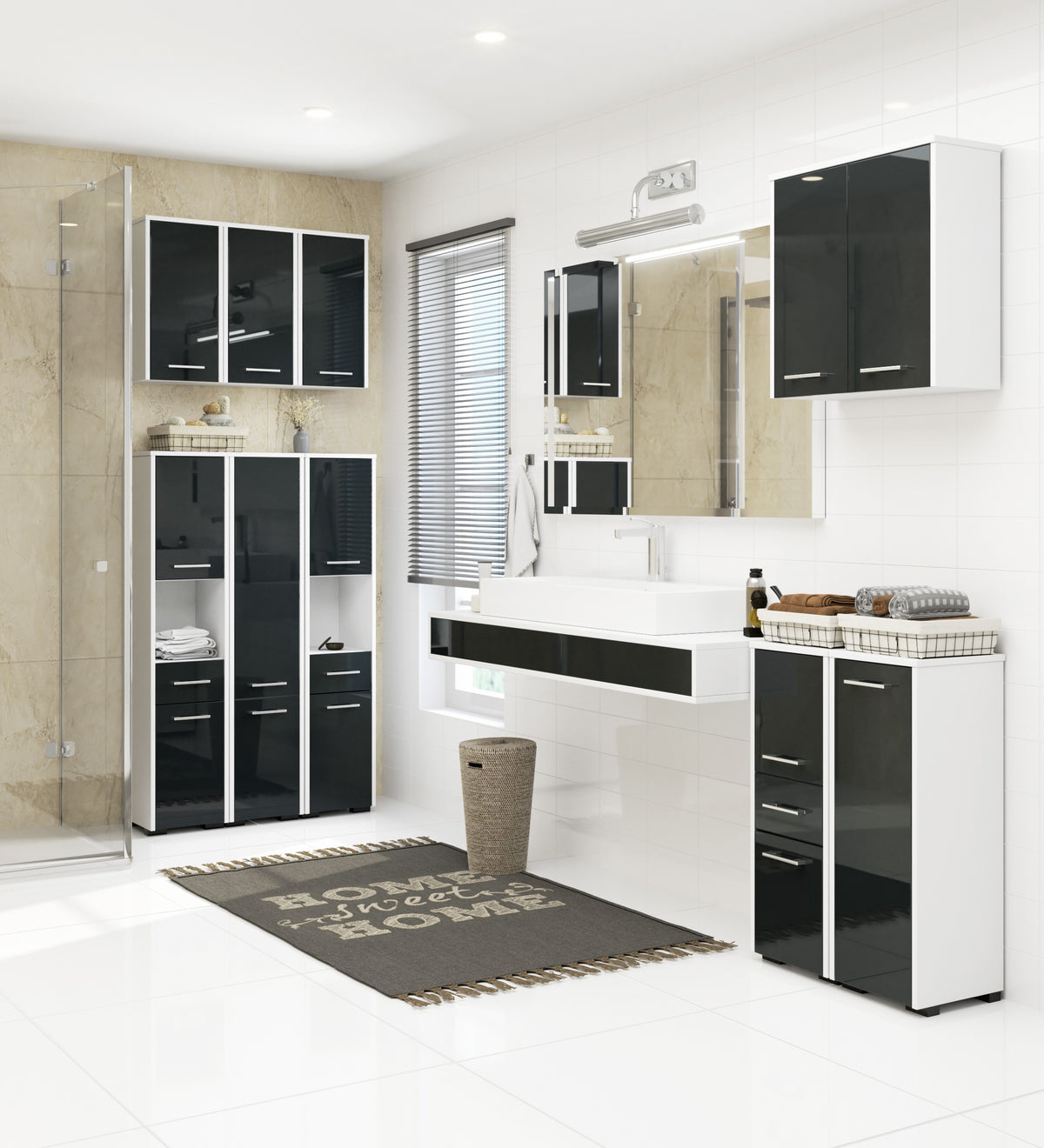 Armadietto Bagno Aria 60 cm 2 Ante – Bianco/Grafite