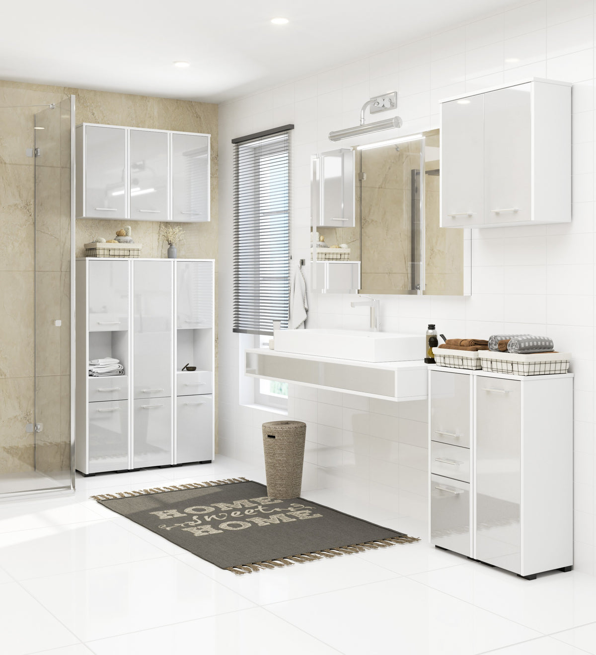 Armadietto Bagno Aria 60 cm 2 Ante – Bianco/Metallic