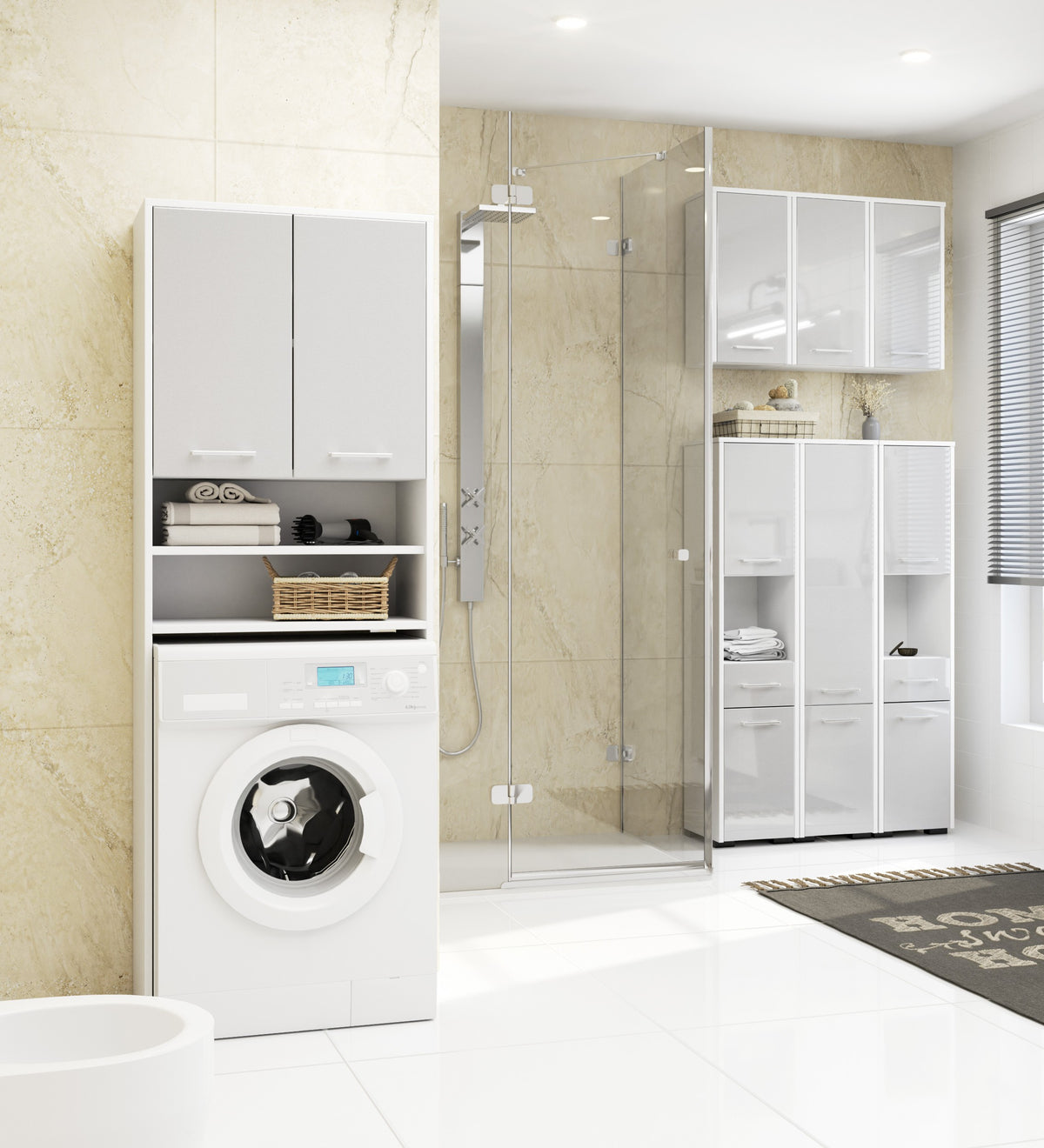 Armadietto Bagno Aria 60 cm 2 Ante – Bianco/Metallic