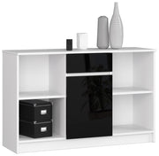 Credenza Aria 120 cm 1 Cassetto 1 Anta – Bianco/Nero Lucido