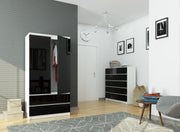 Armadio S 90 cm 2 Ante 2 Cassetti — Nero Lucido