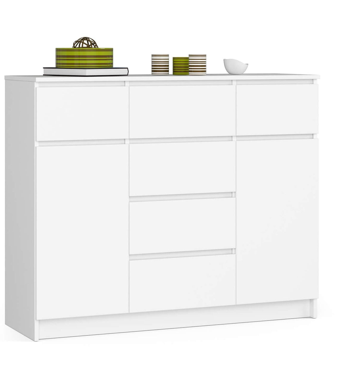 Credenza Linea 120 cm 6 Cassetti 2 Ante – Bianco