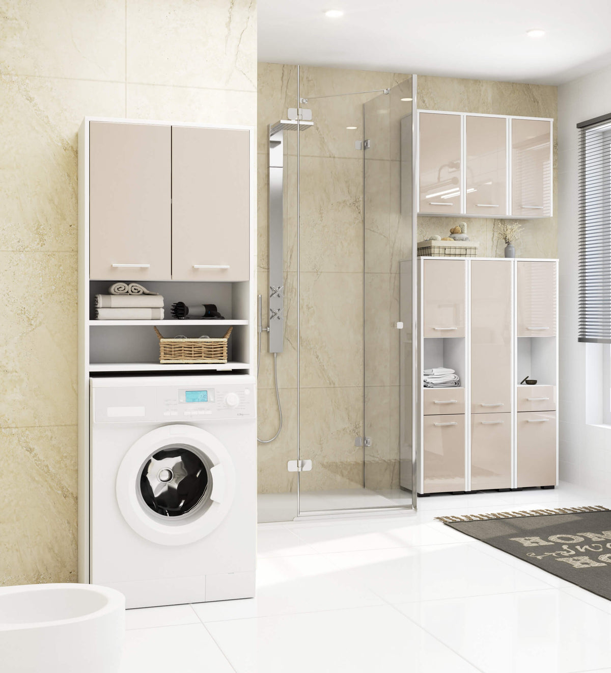 Armadietto Bagno 60 cm 2 Ante – Bianco/Cappuccino Lucido