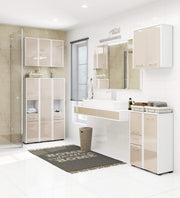 Armadietto Bagno 60 cm 2 Ante – Bianco/Cappuccino Lucido