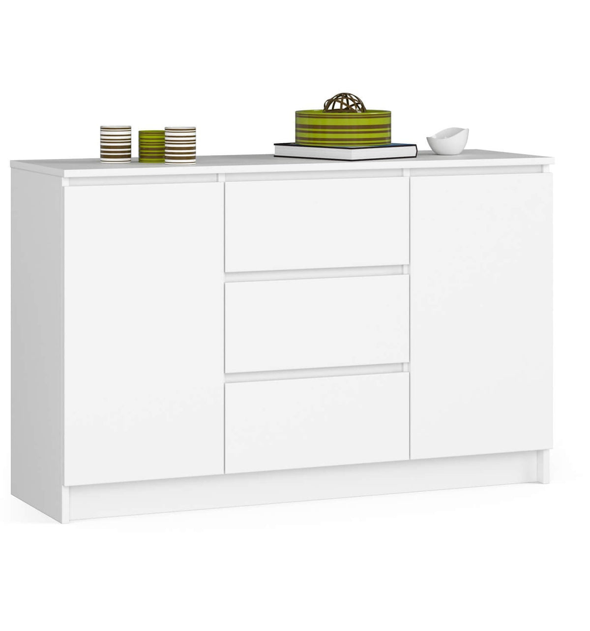 Cassettiera Nobile 3 Cassetti 2 Ante – Bianca 120x40x77 cm