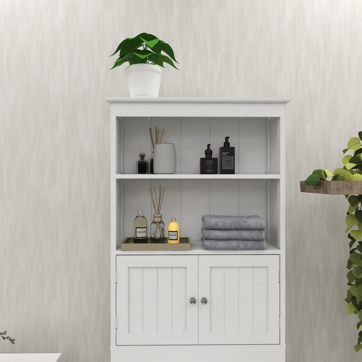 Mobile Bagno Sopra WC 2 Ripiani 2 Ante Legno