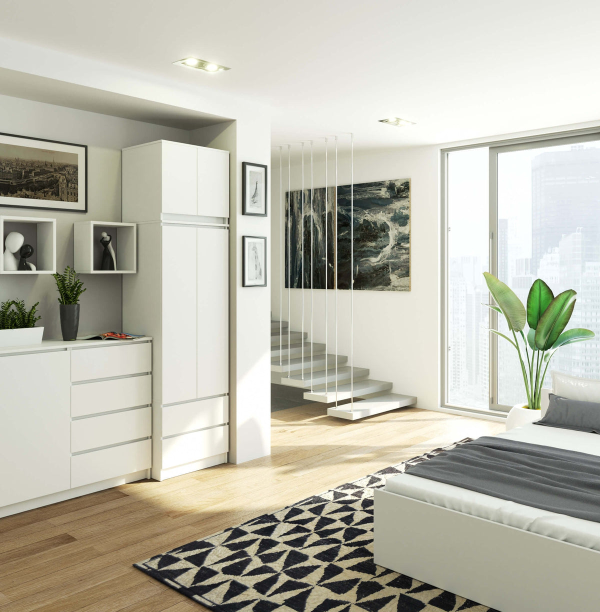 Armadio Linea 60 cm con Sopralzo 2 Ante – Bianco