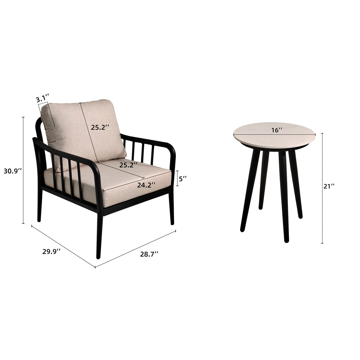 Set Lettini Prendisole 3 Pezzi Alluminio
