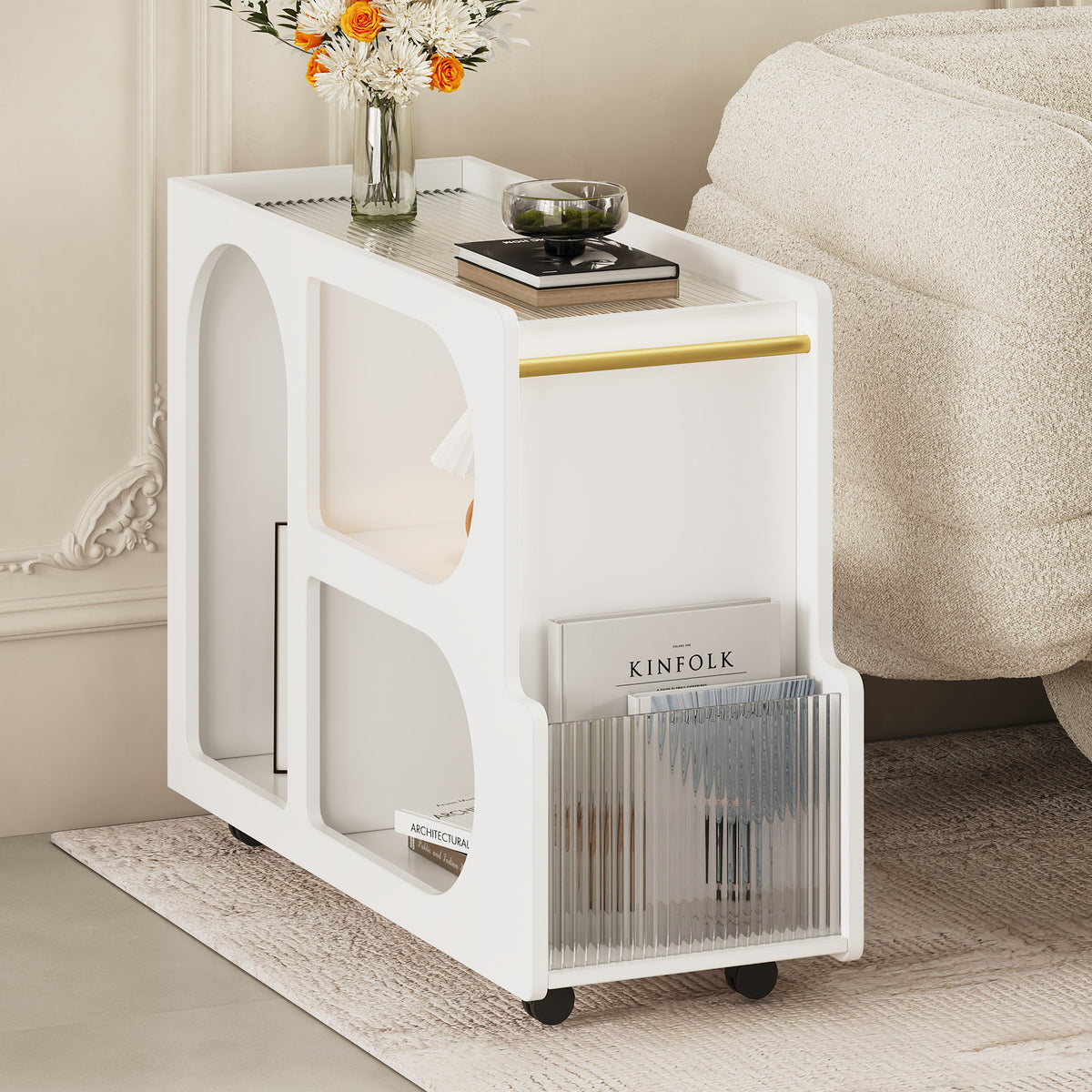 Tavolino Mobile Bianco Vetro Temperato
