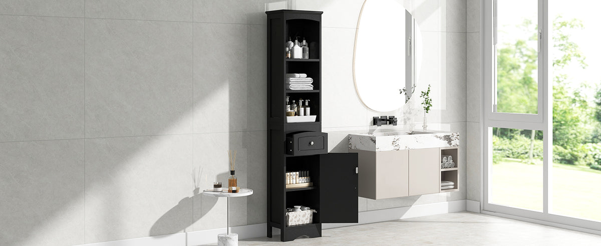 Mobile Bagno Stretto Alto Nero 170cm