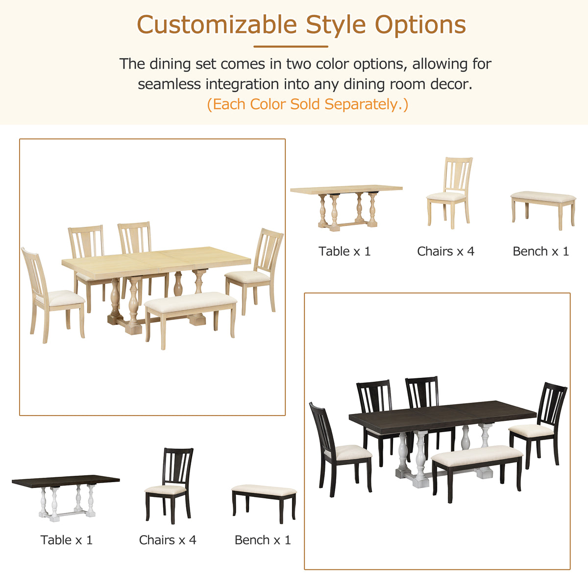 Set Tavolo Pranzo Estendibile 6 Pezzi Bianco