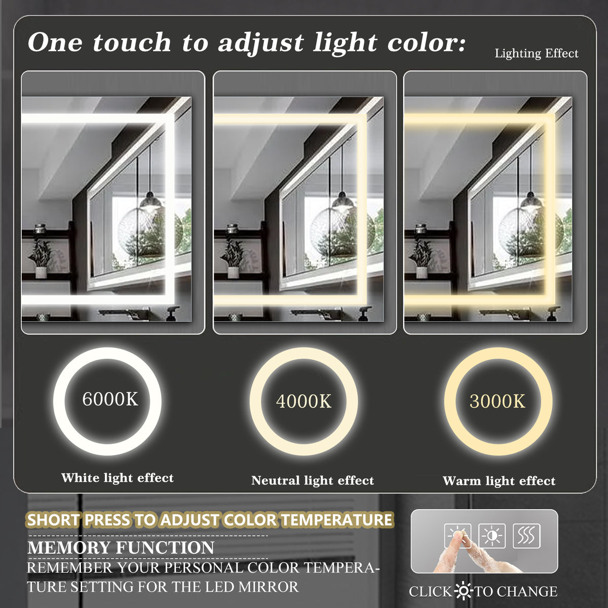 Specchio LED Bagno 183x91cm Antiappannamento Dimmer