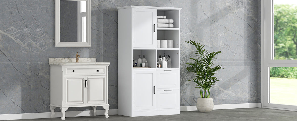 Mobile Bagno Porte Cassetti Ripiani Bianco