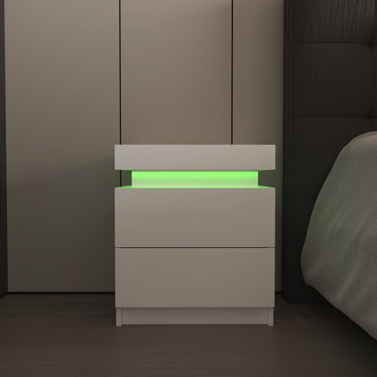 Comodino Bianco con LED RGB
