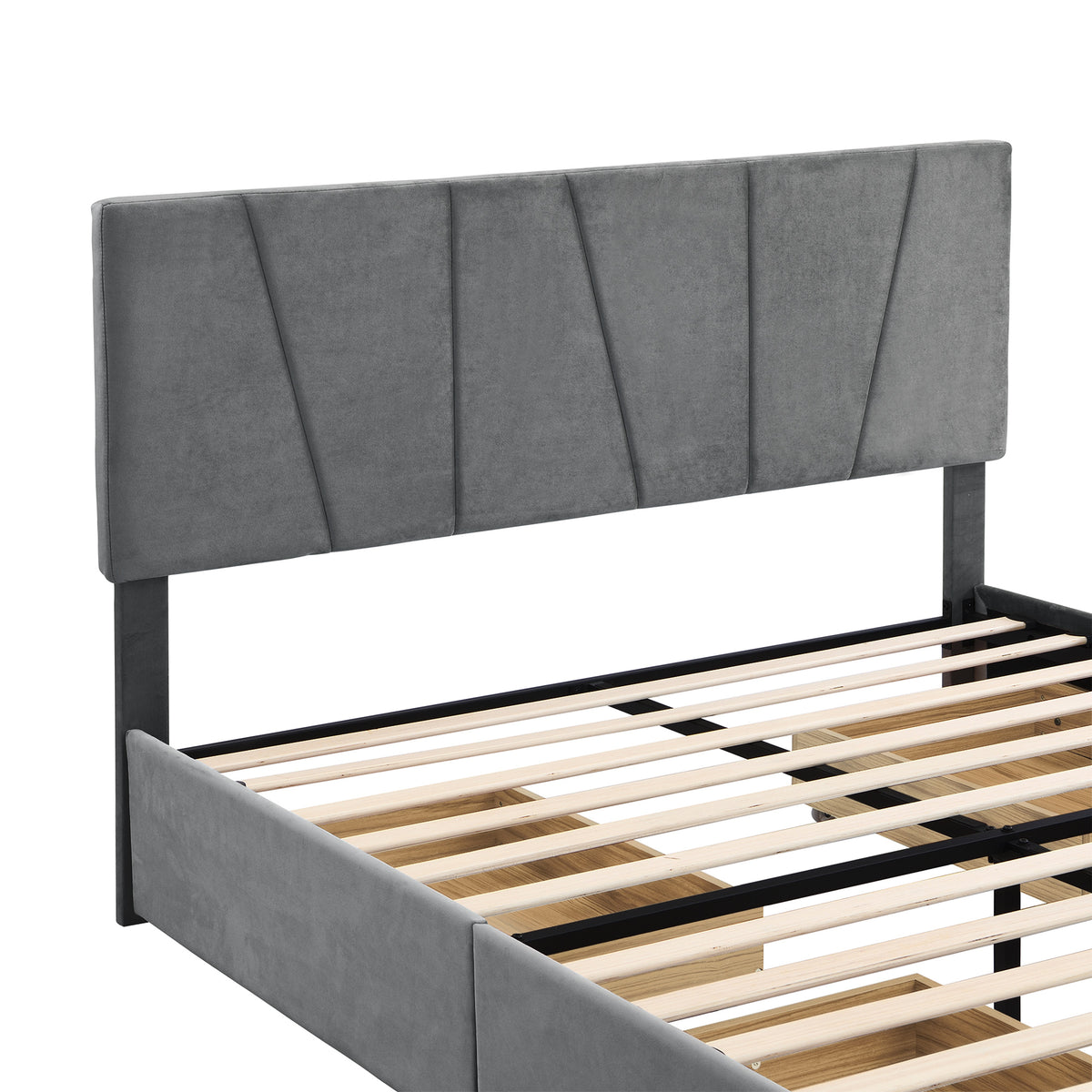 Letto Queen RegalGrey con Cassetti e Testiera Regolabile