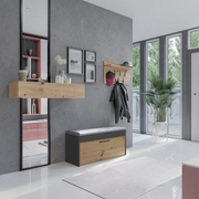 Scarpiera Nobile 100 cm con Seduta e Vano – Antracite Rovere Artisan