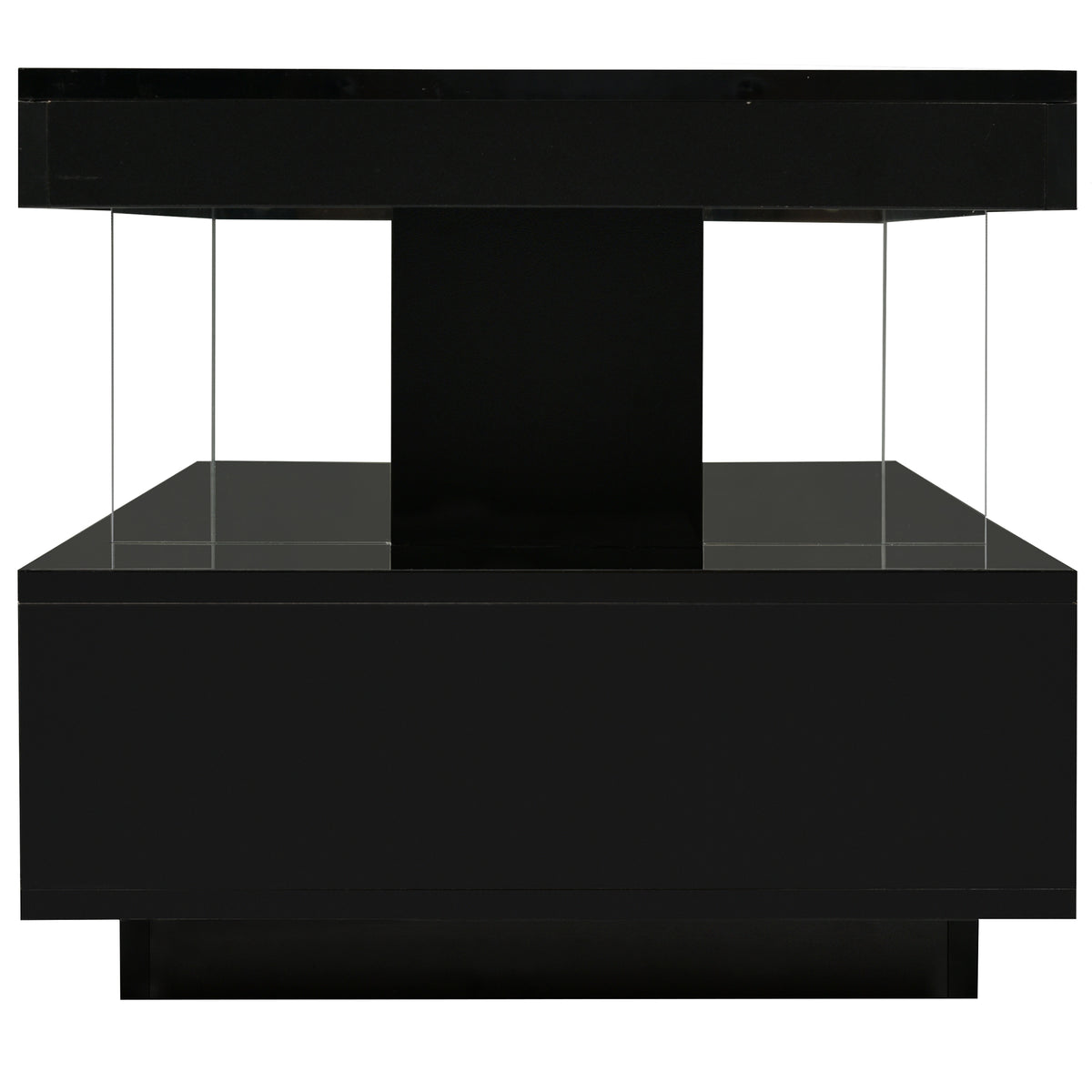 Tavolino Caffè LED Nero 2 Cassetti