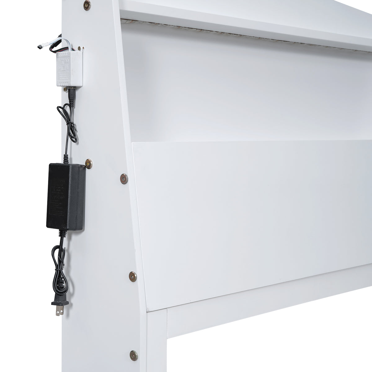 Letto Singolo Piattaforma LED Bianco 3 Cassetti