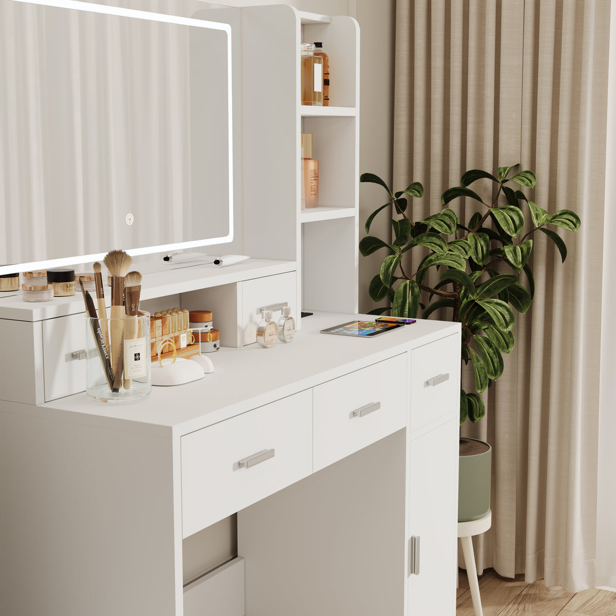 Toeletta Bianca con Specchio Smart LED