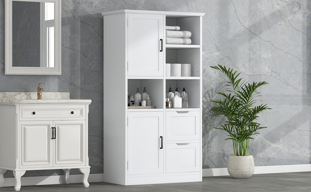 Mobile Bagno Porte Cassetti Ripiani Bianco