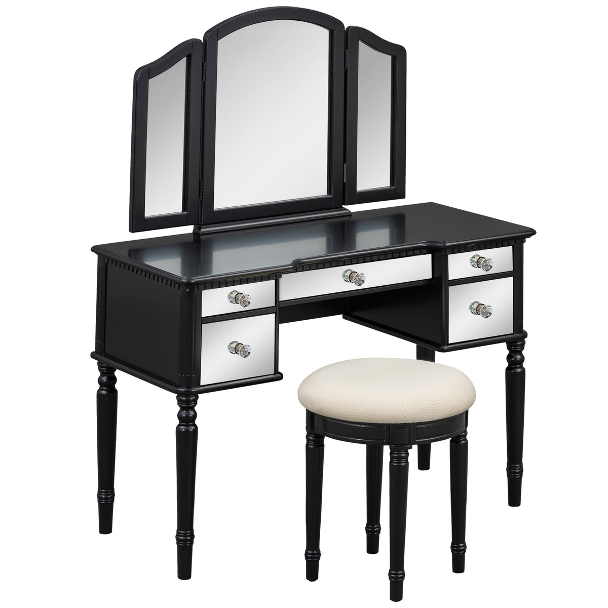 Set Toeletta Nera 109cm con Sgabello