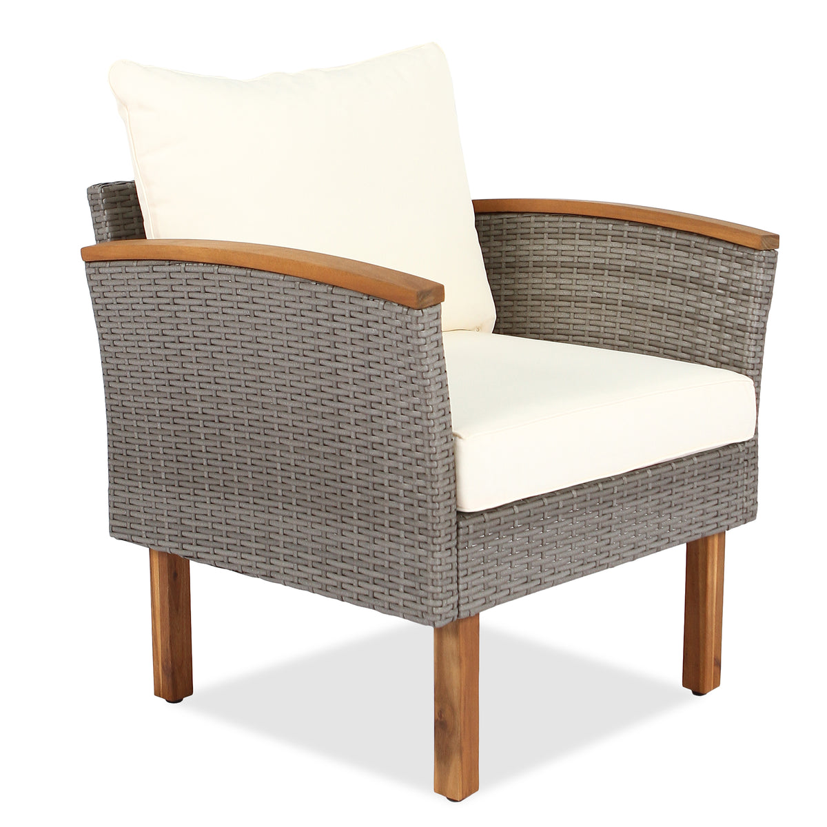Set Patio Rattan 9 Pezzi Beige Acacia
