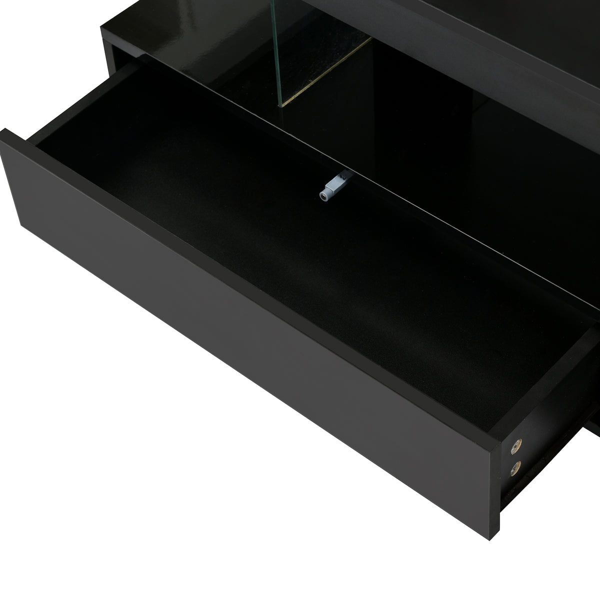 Tavolino Caffè LED Nero 2 Cassetti